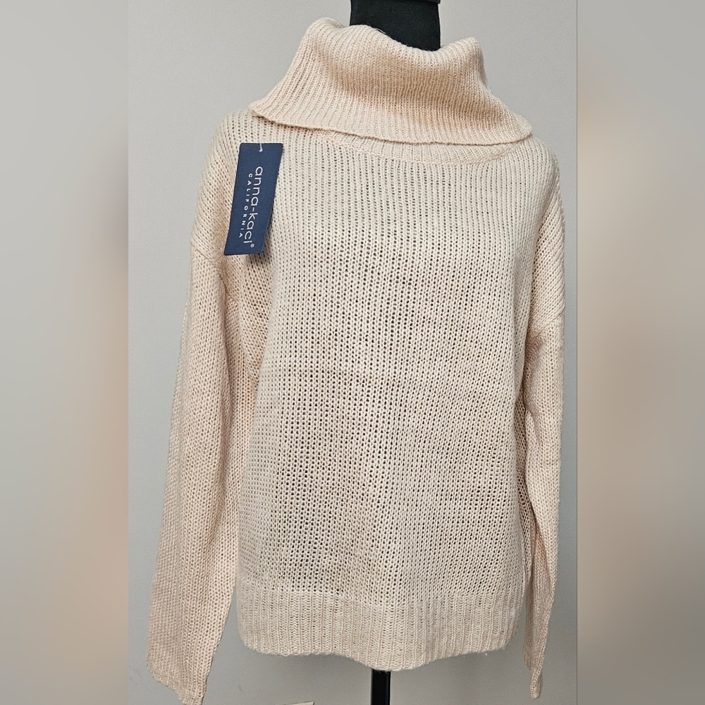 Beige Open-Back Turtle Neck Sweater- Size S